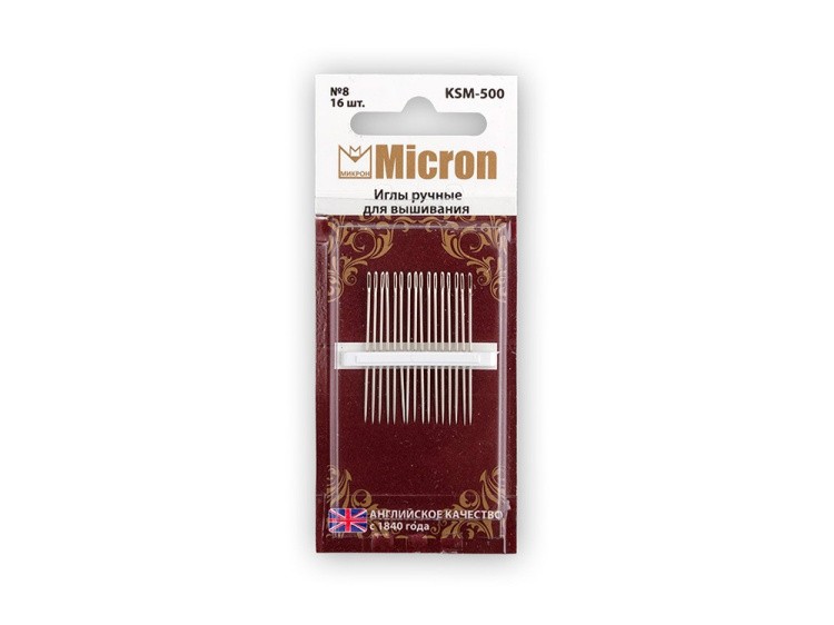 Иглы ручные Micron для вышивания №8, 16 шт., арт. KSM-502