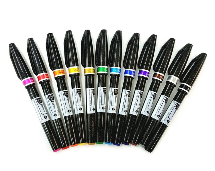 Браш пен Brush Sign Pen Artist, ultra-fine 0,5 - 5 мм, цвет: серый, Pentel — картинка 7