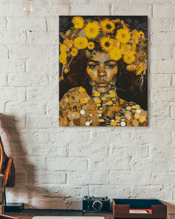 Картина по номерам «Африканка с цветами в волосах» — картинка 3