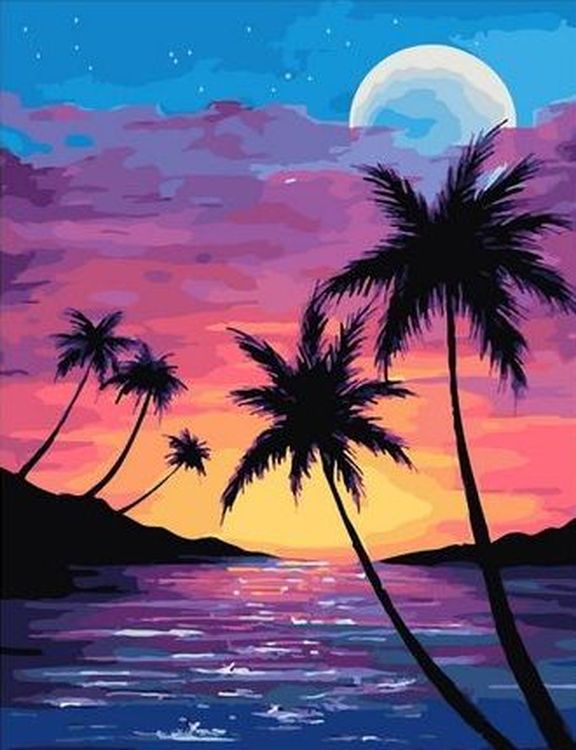 Картина по номерам «Луна над островом»