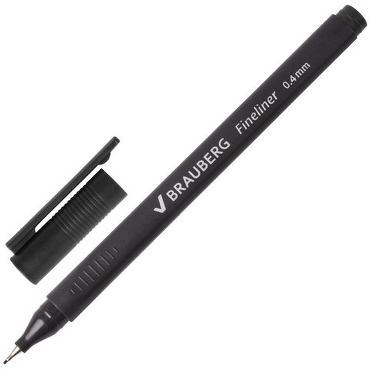 Ручка капиллярная (линер) BRAUBERG «Сarbon», черная
