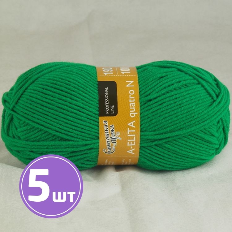 Пряжа Семеновская A-elita N quatro (54067), ярко-зеленый 5 шт. по 100 г