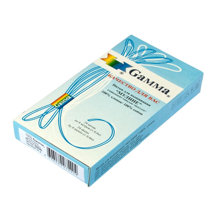 Нитки для вышивания Gamma мулине, 24 шт. по 8 м, цвет: 0301 светло-голубой — картинка 4