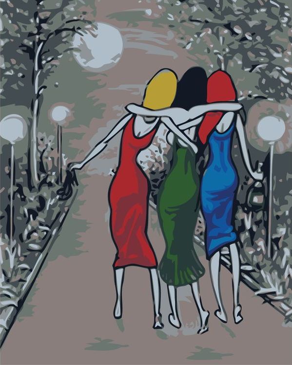 Картина по номерам «Три девицы»