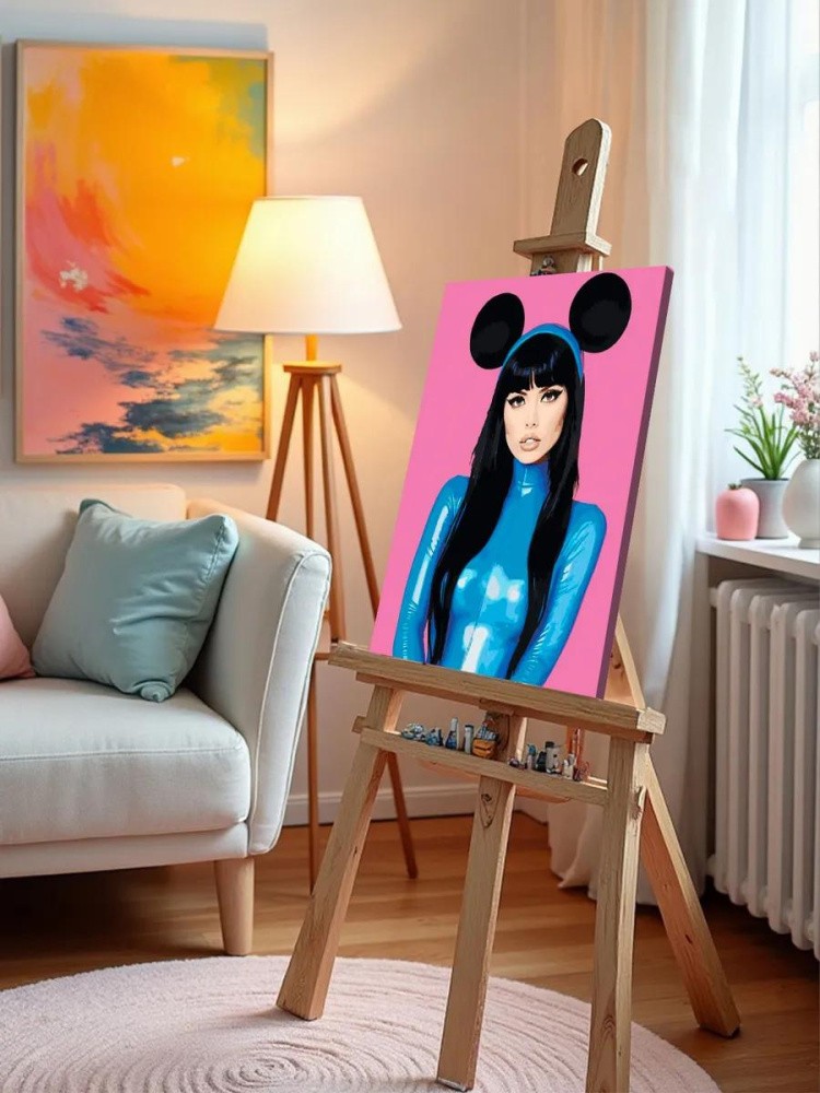 Картина по номерам «Девушка в латексе с ушками, бдсм 40x50» — картинка 10