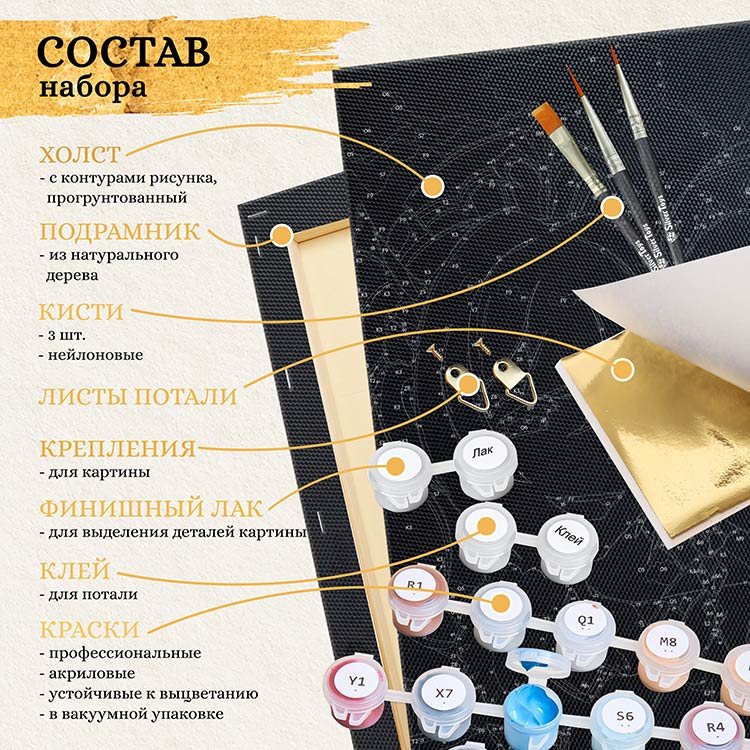 Картина по номерам с поталью платина на черном холсте «Алые гроздья рябины» — картинка 2